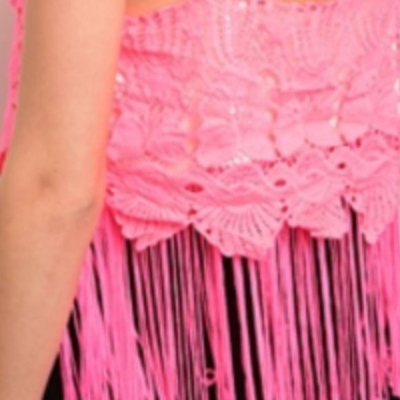 NEON PINK CROCHET TOP - Picture 2 of 3